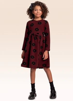 Fakini Kids - Vestido Manga Longa Vermelho - FAKINI KIDS