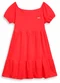 Duduka - Vestido Infantil Rotativo Estampa Folhas  Bege - variação: Bordô
