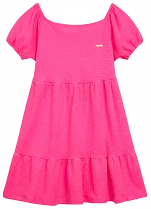 Duduka - Vestido Mangas Balão Estampa Flores Rosa - DUDUKA