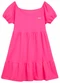 Duduka - Vestido Infantil Rotativo Estampa Folhas  Bege - variação: Rosa