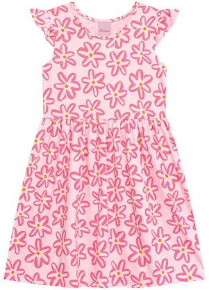 Duduka - Vestido Mangas Copinho com Estampa Flores Rosa - DUDUKA