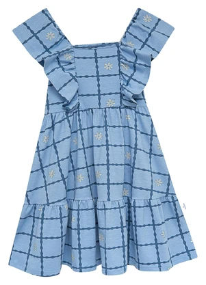 Malwee Kids - Vestido Marias Estampado com Babado Azul - MALWEE KIDS