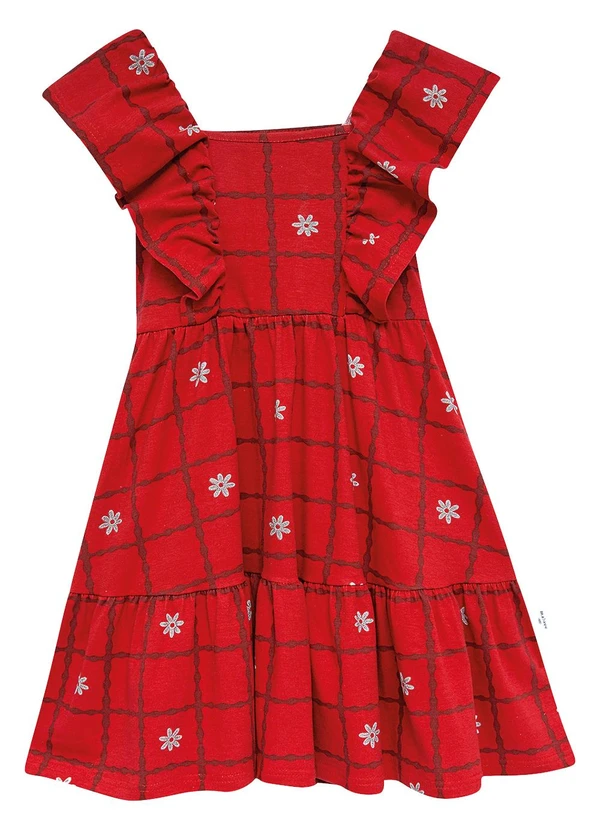 Malwee Kids - Vestido Marias Estampado com Babado Vermelho 3