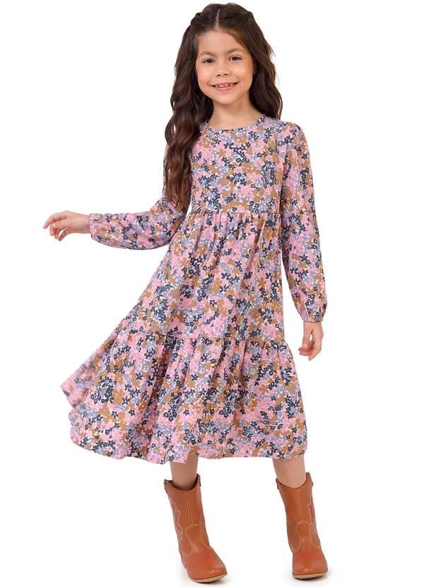 Malwee Kids - Vestido Marias Midi Liberty Rosa
