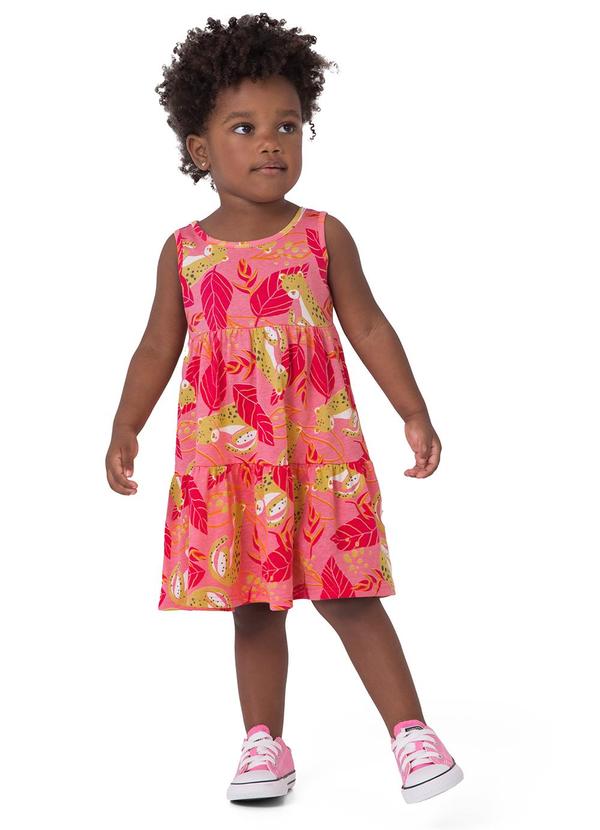 Malwee Kids - Vestido Marias Onça Pintada Rosa Escuro