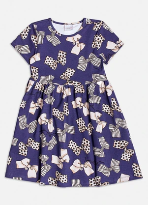 Momi - Vestido Marinho com Estampa de Laços Marinho - MOMI