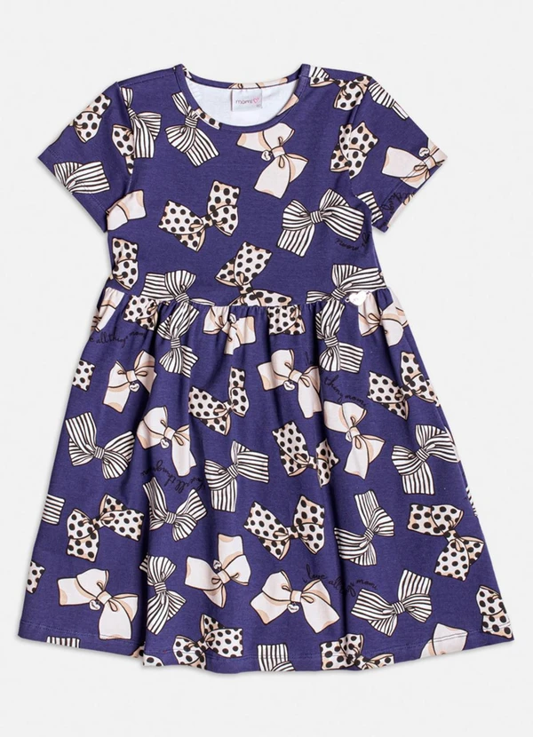 Momi - Vestido Marinho com Estampa de Laços Marinho
