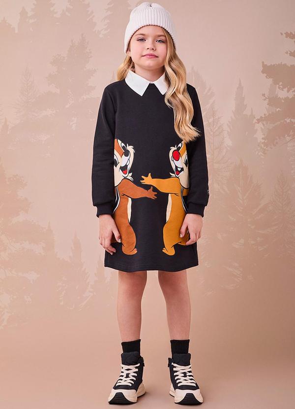 Momi - Vestido Marrom do Tico e Teco Preto