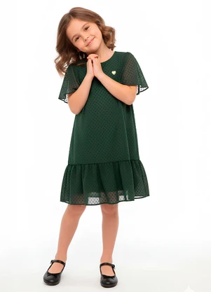 Amada - Vestido Mc com Babado Inferior Franzido Verde - AMADA