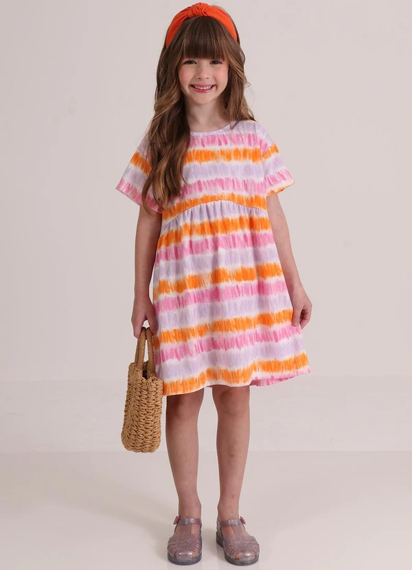 Tink Bink - Vestido Mc Estampado Listrado Tie Dye