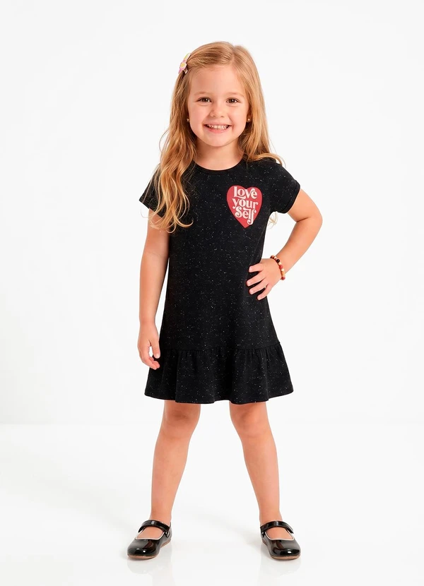 Sweet Lemon - Vestido Meia Malha Botonê Preto