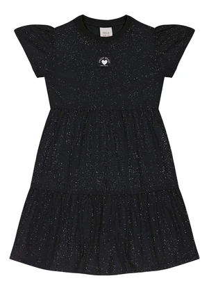 Pulla Bulla - Vestido Meia Malha com Gliter Preto - PULLA BULLA