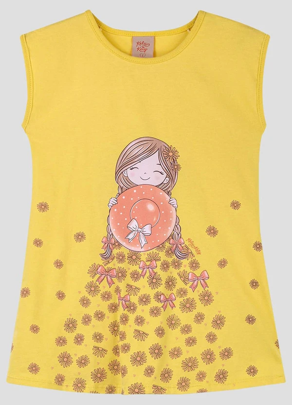 Kely Kety - Vestido Meia Malha com Localizada Amarelo