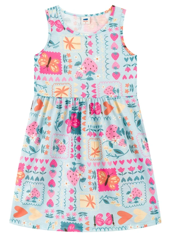 Marlan - Vestido Meia Malha Estampada Azul