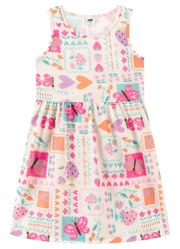 Marlan - Vestido Meia Malha Estampada Bege