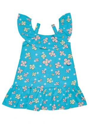 Pulla Bulla - Vestido Meia Malha Menina Azul - PULLA BULLA