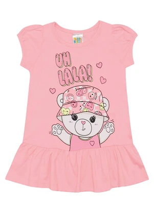 Pulla Bulla - Vestido Meia Malha Menina Rosa - PULLA BULLA