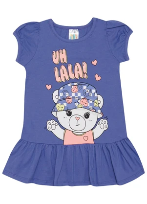 Pulla Bulla - Vestido Meia Malha Menina Roxo - PULLA BULLA