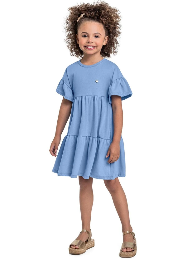 Bee Loop - Vestido Meia Malha Infantil Azul
