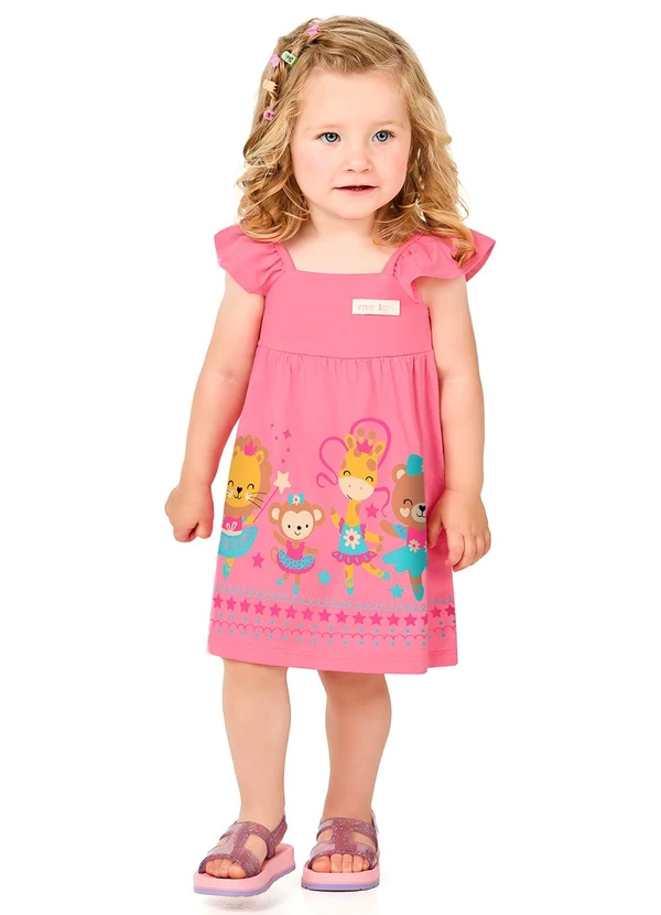 Marlan - Vestido Meia Malha Menina Rosa