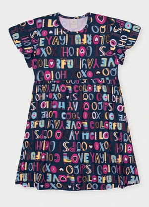 Abrange - Vestido Menina Alfabeto Azul - ABRANGE
