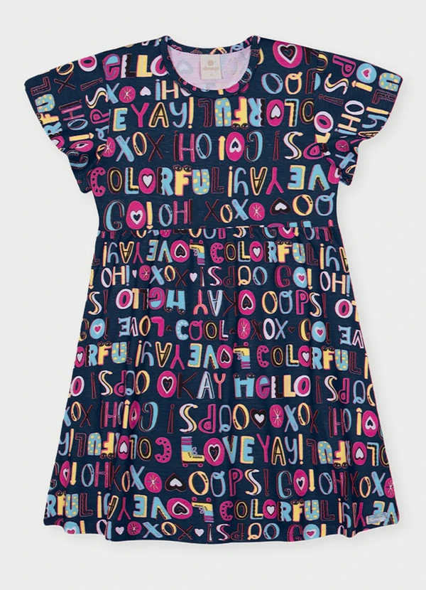 Abrange - Vestido Menina Alfabeto Azul