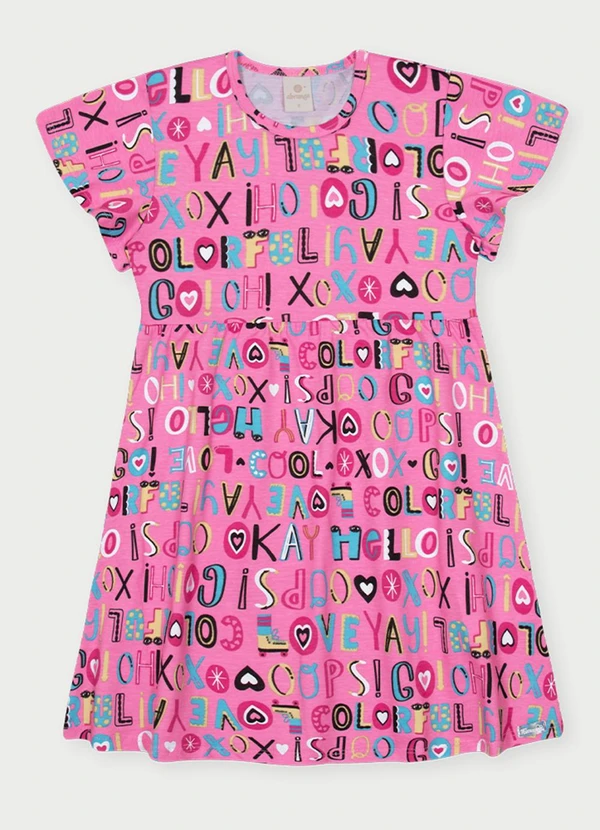Abrange - Vestido Menina Alfabeto Rosa