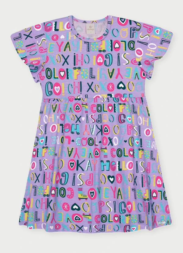 Abrange - Vestido Menina Alfabeto Roxo
