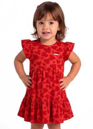 Colorittá - Vestido Menina Babados Corações Vermelho - COLORITTÁ