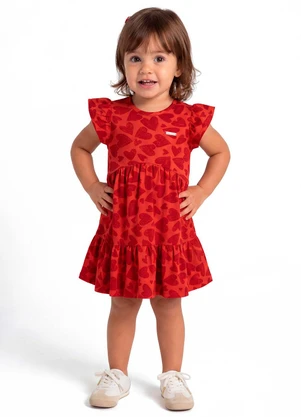 Colorittá - Vestido Menina Babados Corações Vermelho - COLORITTÁ