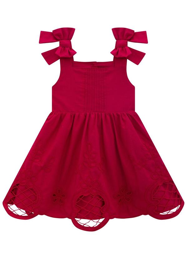 Milon - Vestido Menina Bordado Vemelho 2