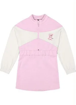Brandili Mundi - Vestido Menina com Aplique de Ursinho Rosa - BRANDILI MUNDI