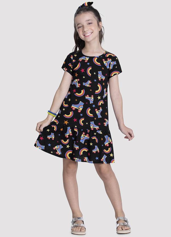 Alakazoo - Vestido Menina com Faixa de Cabelo Preto