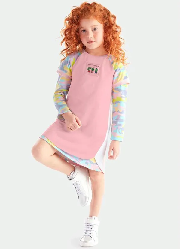Lilica Ripilica - Vestido Menina com Proteção Antiviral Rosa