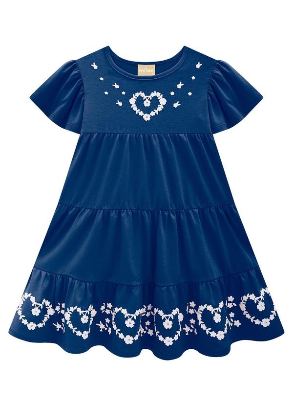 Milon - Vestido Menina Coração Azul