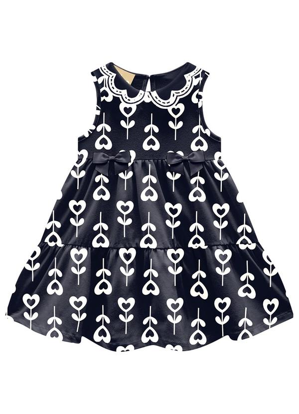 Milon - Vestido Menina Corações Azul Marinho