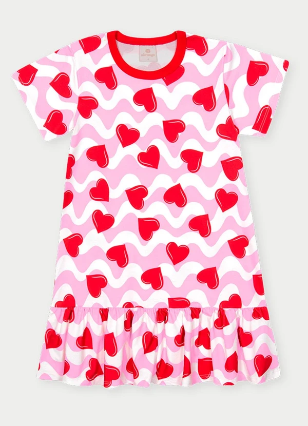 Abrange - Vestido Menina Corações Vermelho