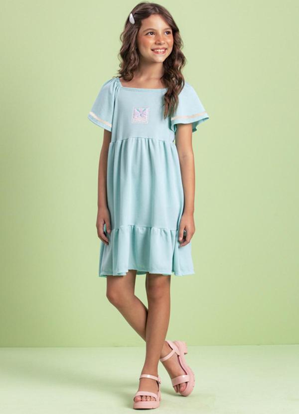 Milli e Nina - Vestido Menina Cotton Bee Honey Candy Verde