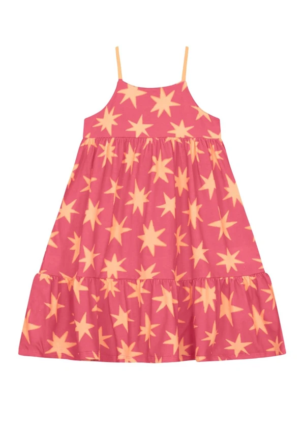 Brandili - Vestido Menina de Estrelas Vermelho