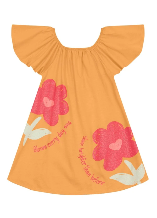 Brandili - Vestido Menina de Flores Brilhantes Laranja 2