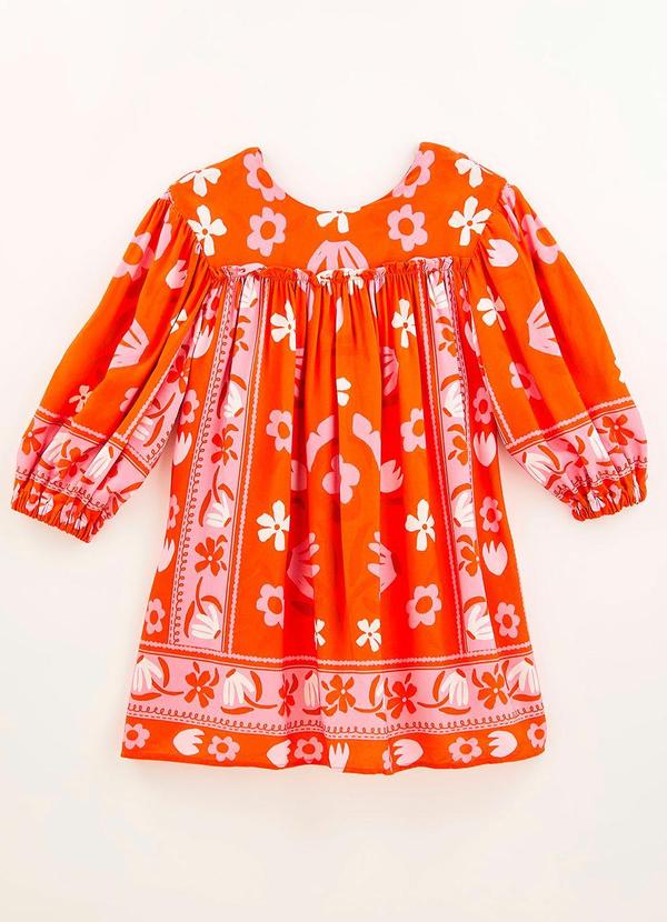 Fábula - Vestido Menina de Viscose Rosa Vermelha Vermelho