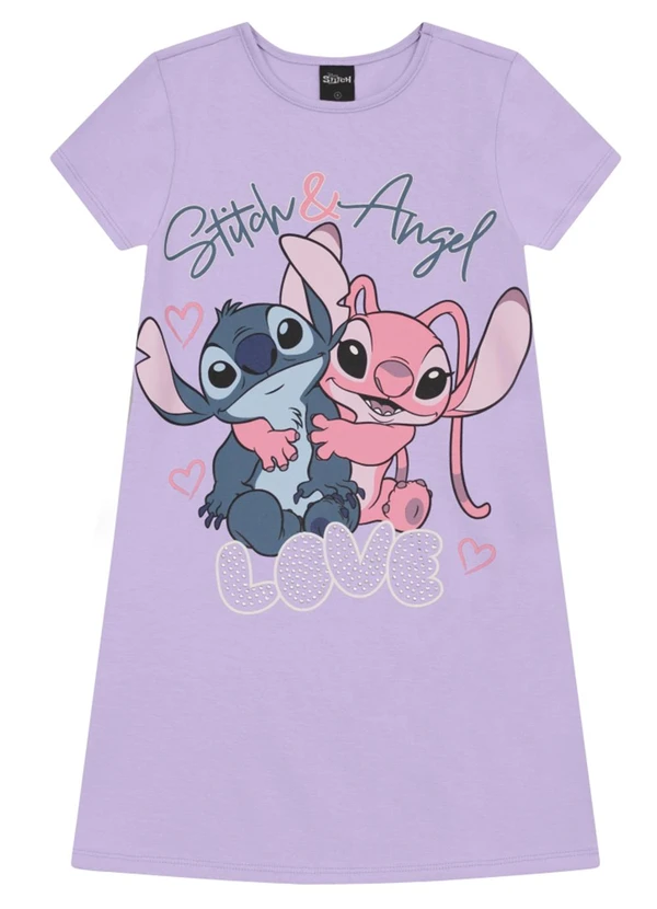 Brandili - Vestido Menina do Stitch Brilhante Lilás 2