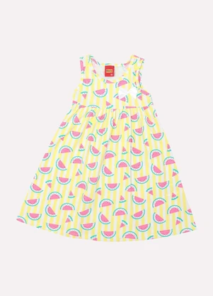 Kyly - Vestido Menina em Algodão Melância Amarelo - KYLY