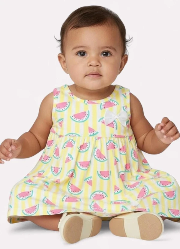 Kyly - Vestido Menina em Algodão Melância Amarelo