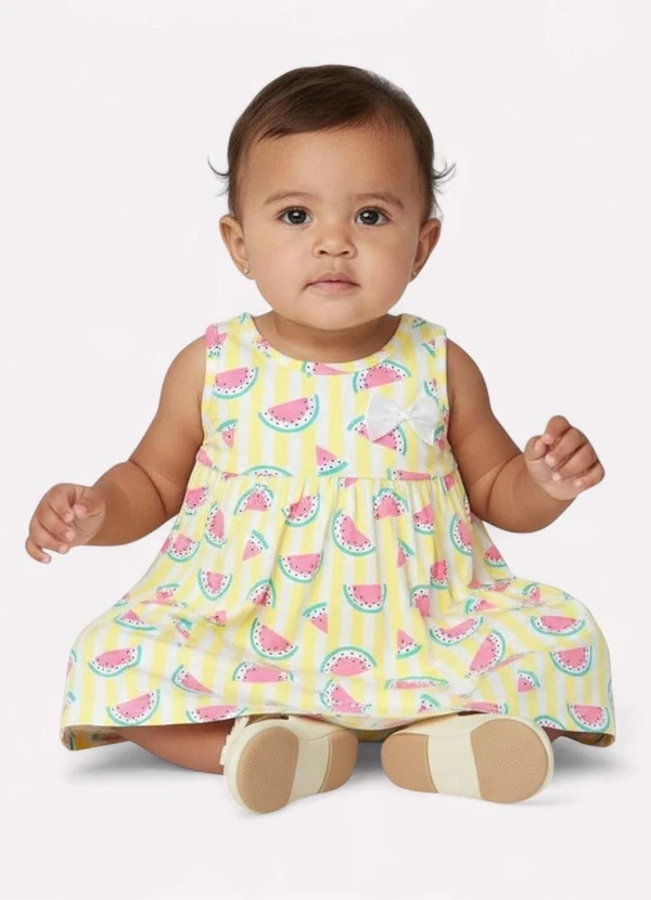 Kyly - Vestido Menina em Algodão Melância Amarelo 2