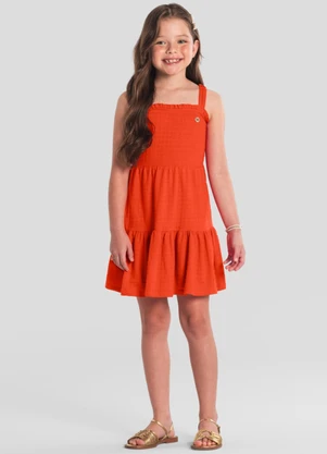 Brandili - Vestido Menina em Cotton Quadriculado Vermelho - BRANDILI