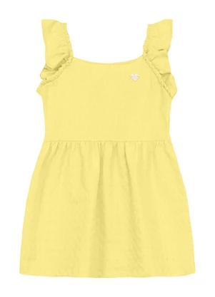 Brandili - Vestido Menina em Cotton Texturizado Amarelo - BRANDILI