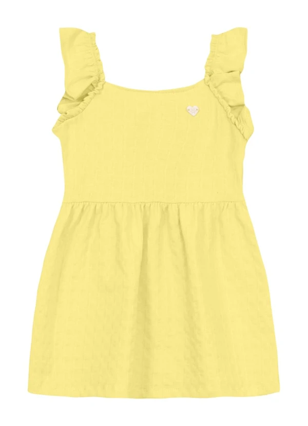 Brandili - Vestido Menina em Cotton Texturizado Amarelo