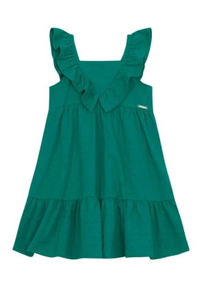 Brandili - Vestido Menina em Cotton Texturizado Verde - BRANDILI