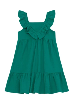 Brandili - Vestido Menina em Cotton Texturizado Verde - BRANDILI